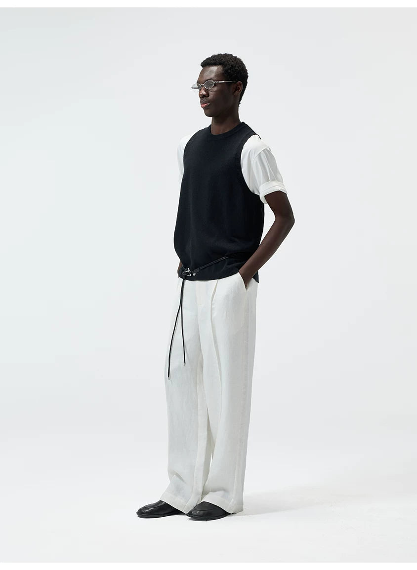 Straight Leg Hemp Linen Blend Pants
