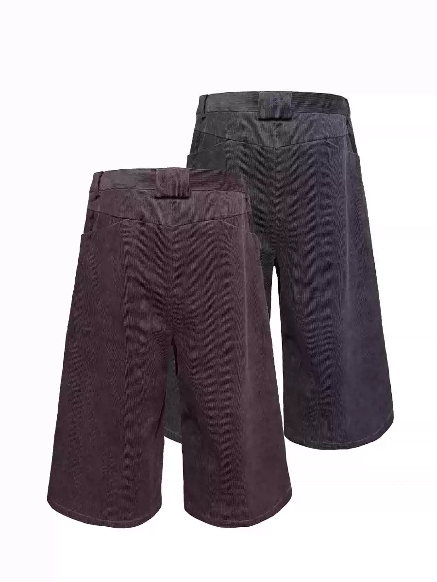 Side Pocket Striped Corduroy Capri Pants