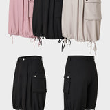 Casual Three Color Pocket Drawstring Shorts