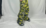 Yellow Camo Suede Knee Racing Pants