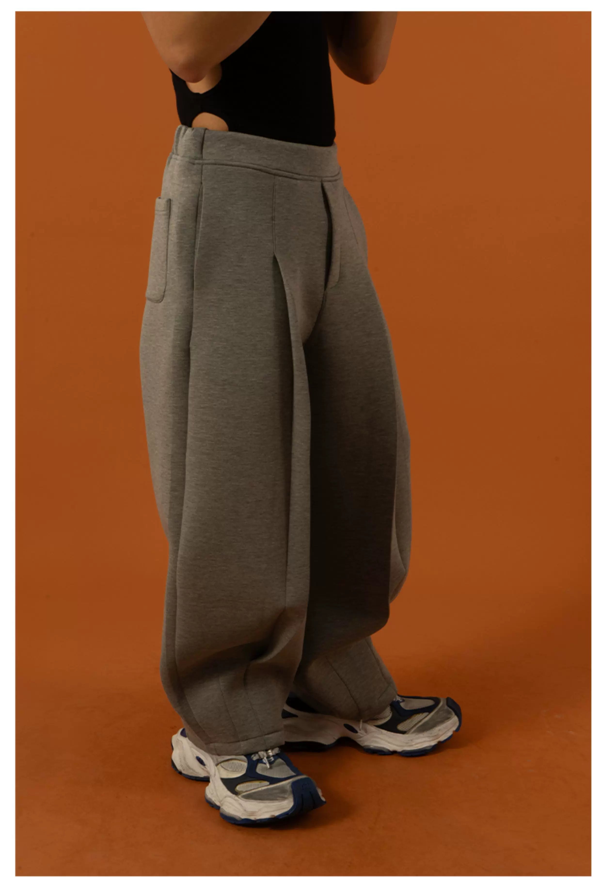 Men's Black Gray Loose Straight Sweatpants