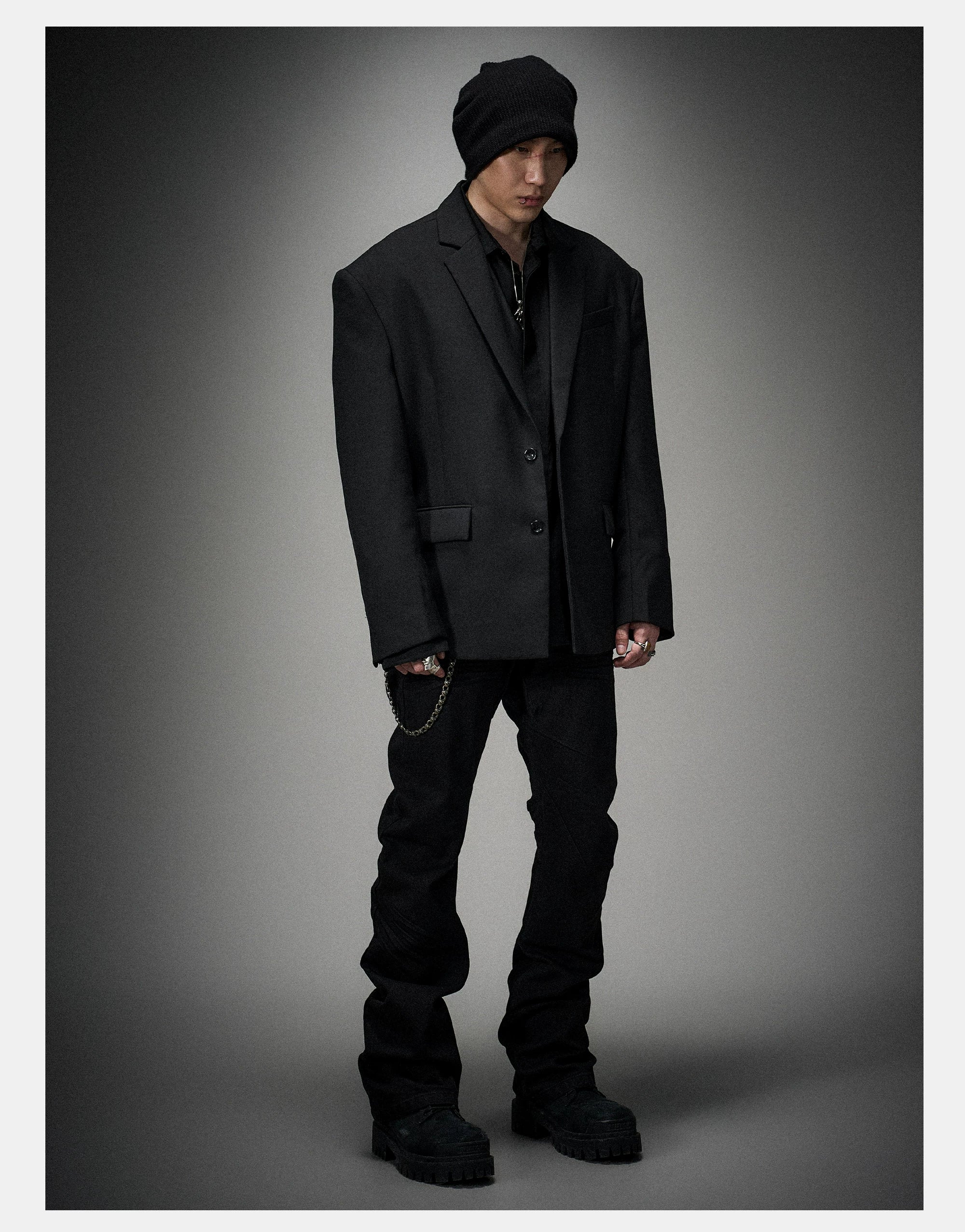 Structured Wool Blazer with Slits