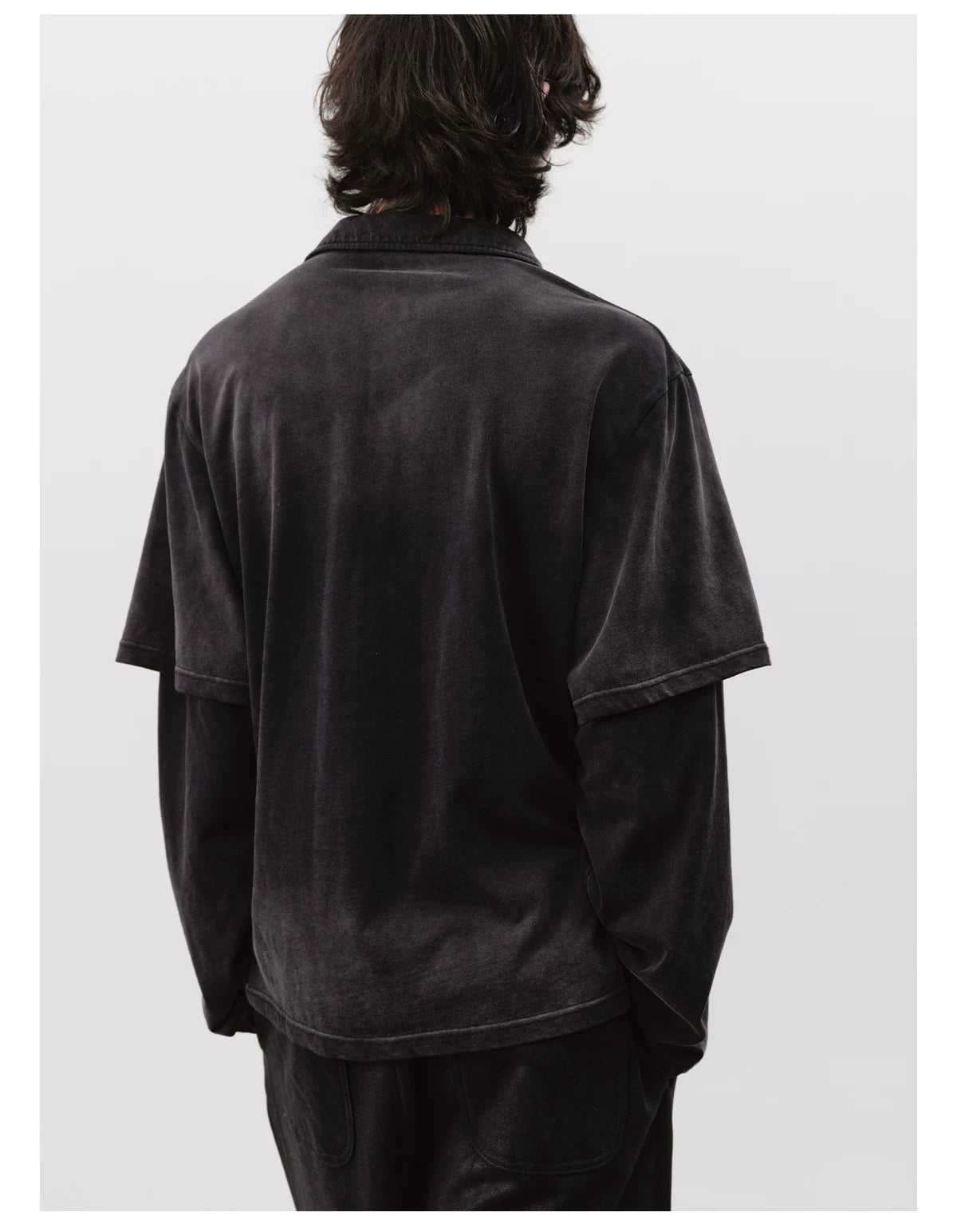 Faded Washed Two-Piece Long Sleeve Polo