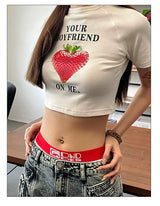 Printed Crop Slim Tee For Women