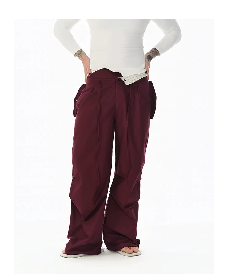 Cotton Low Waist Cargo Parachute Pants