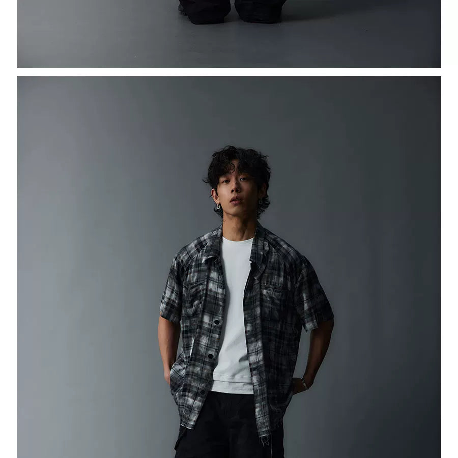 Unisex Cleanfit Multi-color Fringed Plaid Shirts