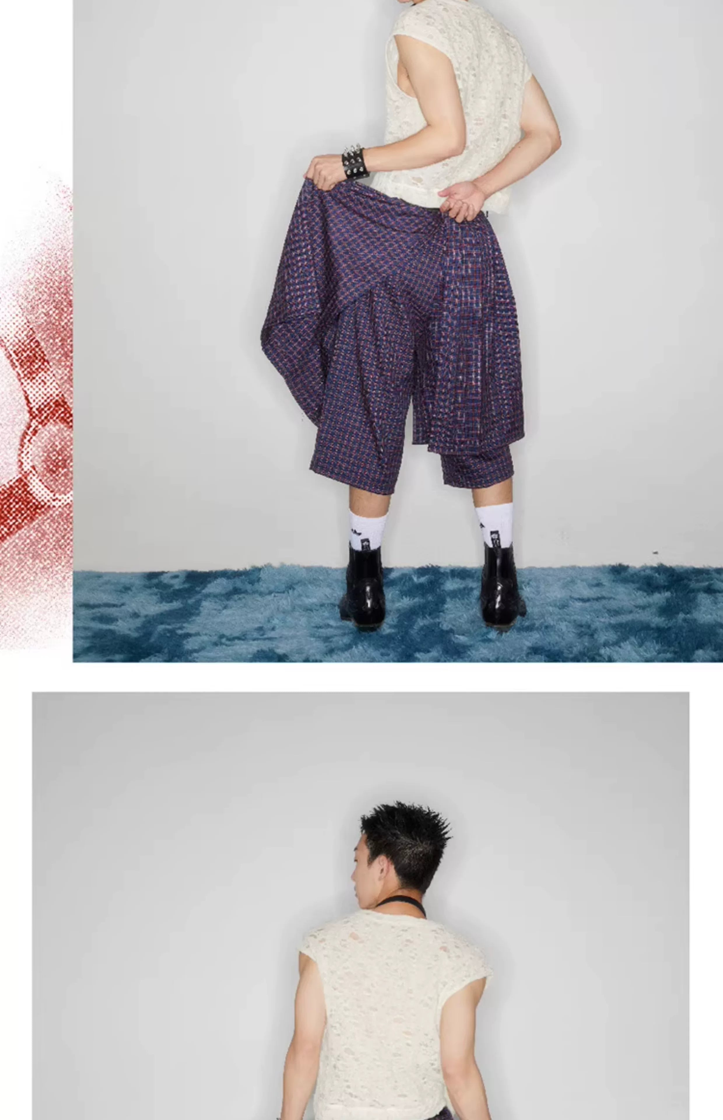 Y2K Plaid Buckle Wide Leg Skort