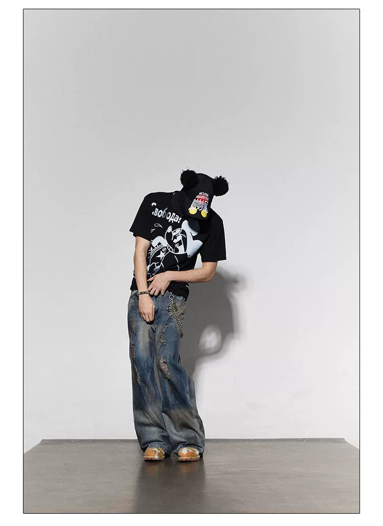 Rhinestone Mickey Print Tees