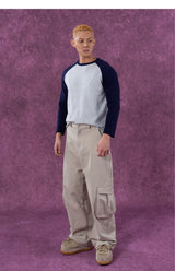 Men's Pink Beige Multi-pocket Cargo Pants