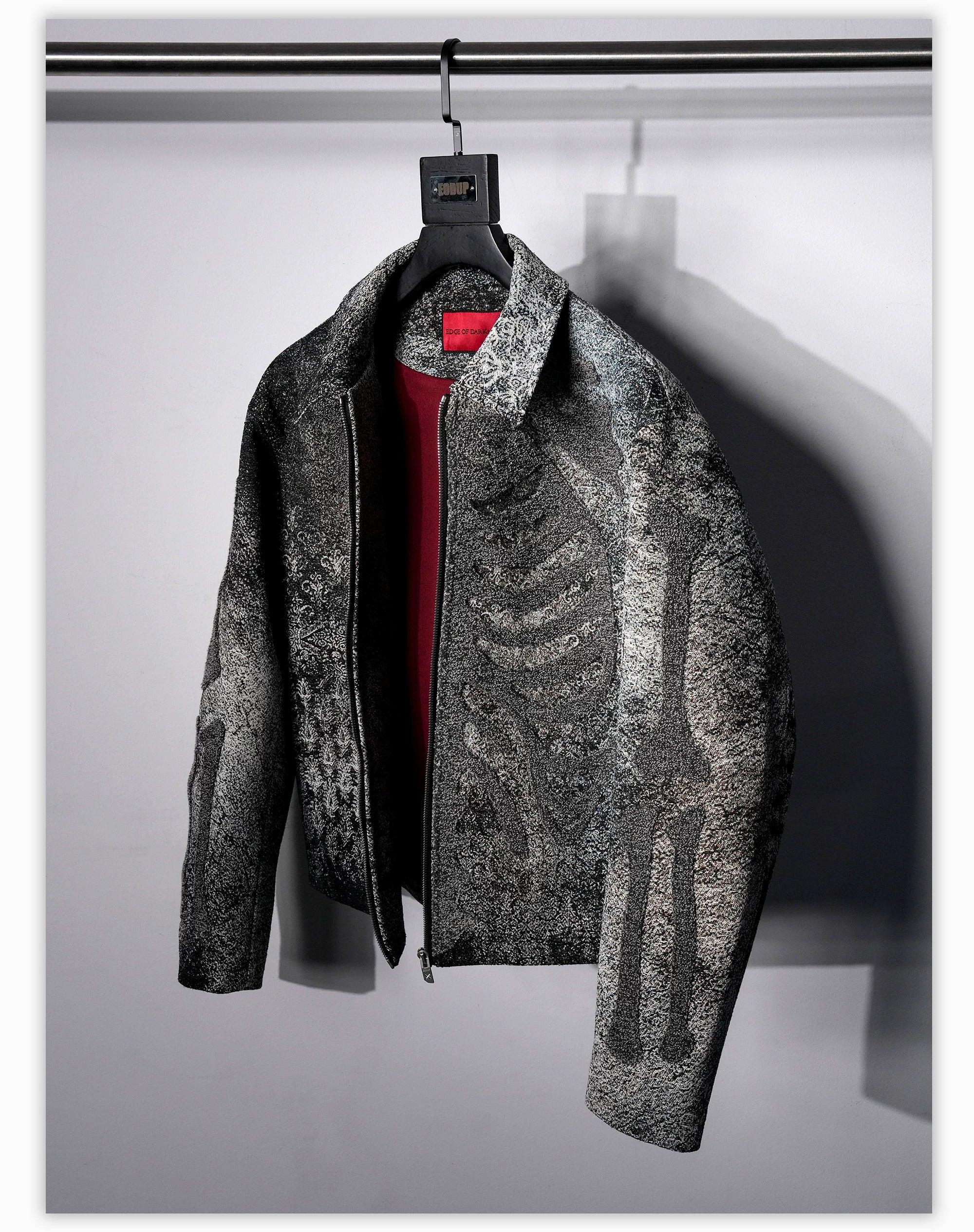 Dark Skeleton Embroidery Boxy Coat