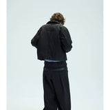 Two-Tone Single-Button Split Turtleneck Down Coat