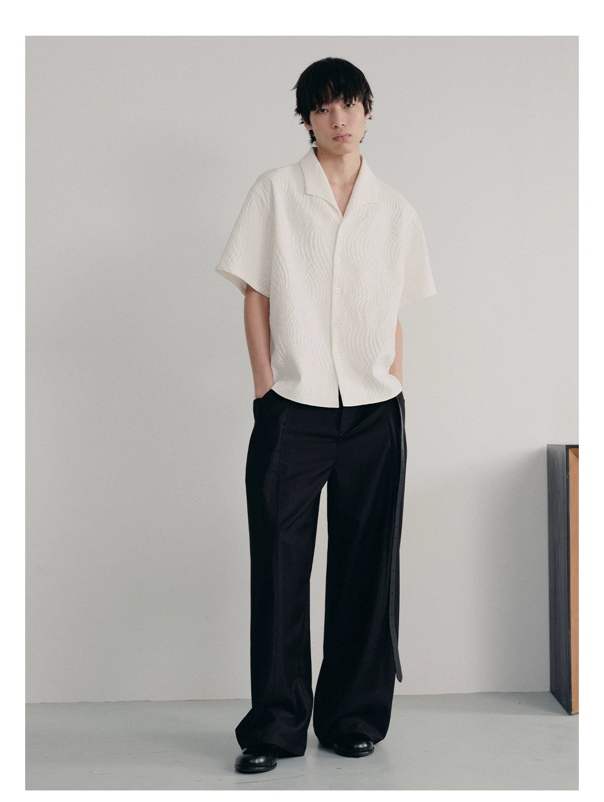 Seagull Collar Leaf Jacquard Shirt