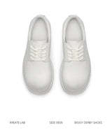 Distressed White Suede Platform Derby Shoes
