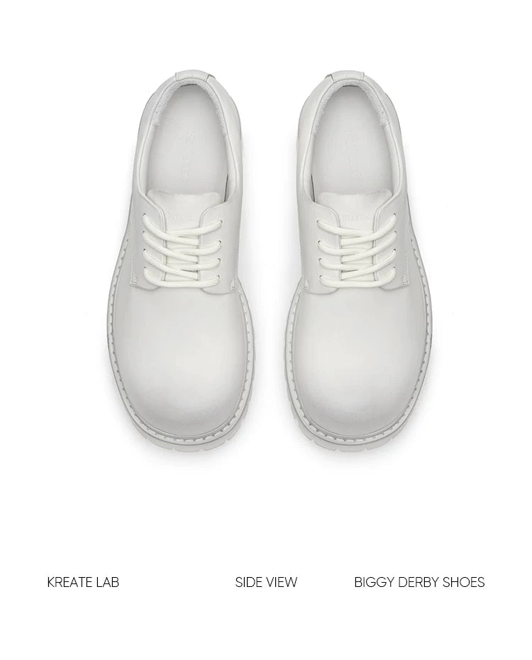 Distressed White Suede Platform Derby Shoes
