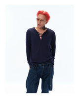 Men's Vintage Washed Slub Cotton Henley