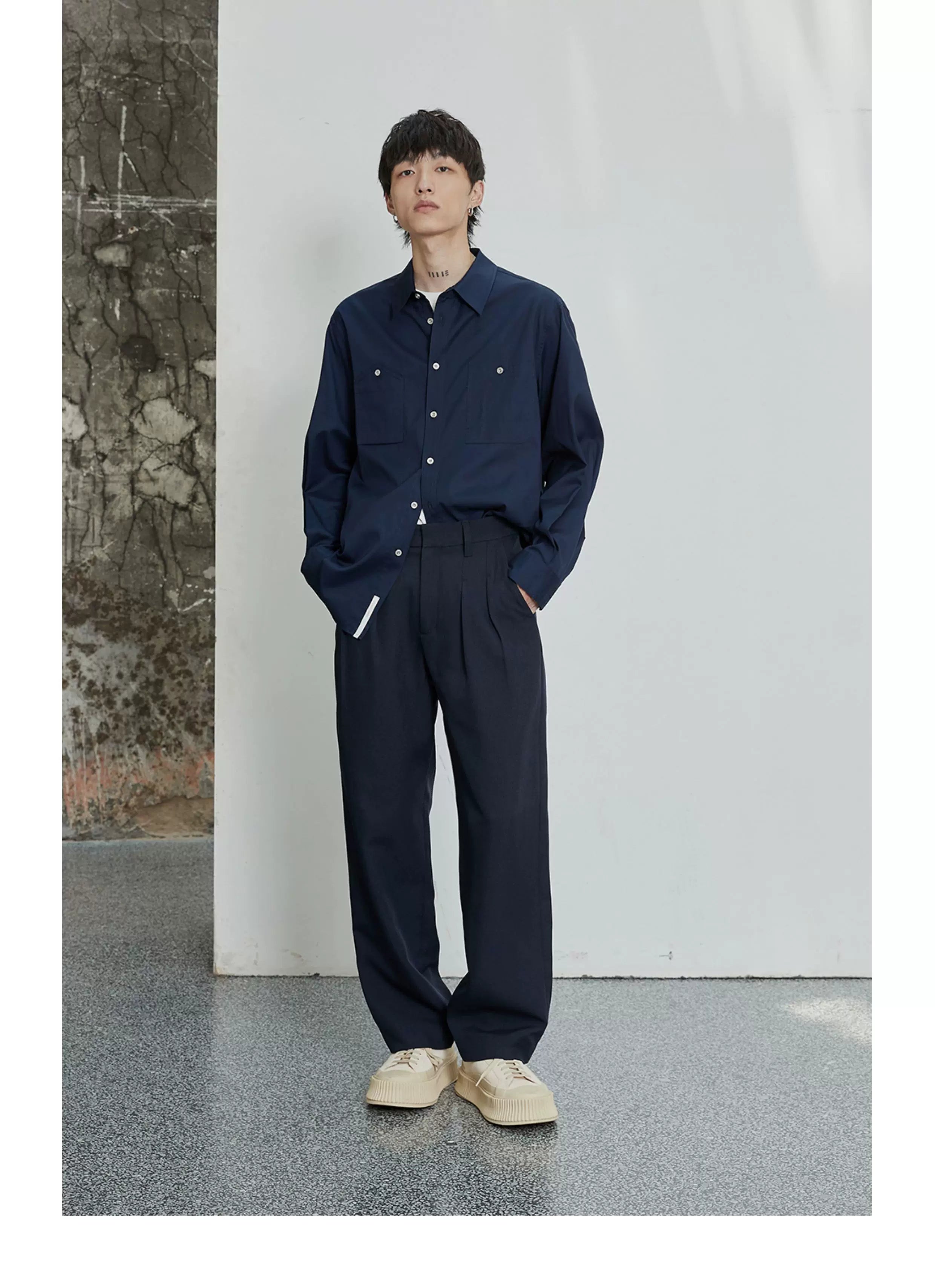80s Cotton Oxford Asymmetric Pocket Shirt