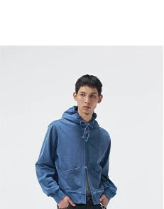 Short Drawstring Embroidered Distressed Hoodie