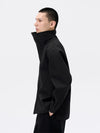 Black Oversized Stand Collar Shirt Jacket