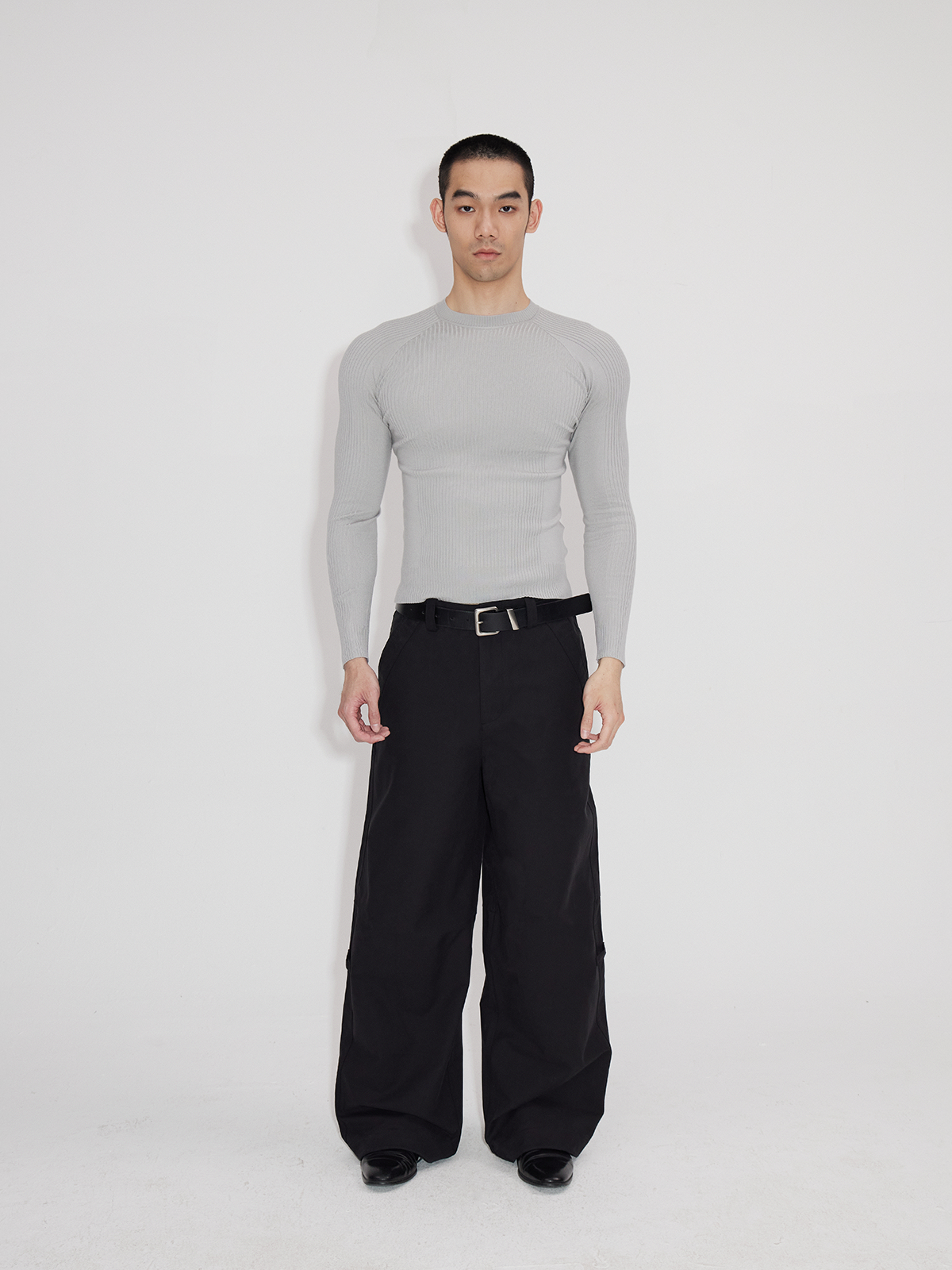 Black Gray Lightweight Washed Parachute Pants
