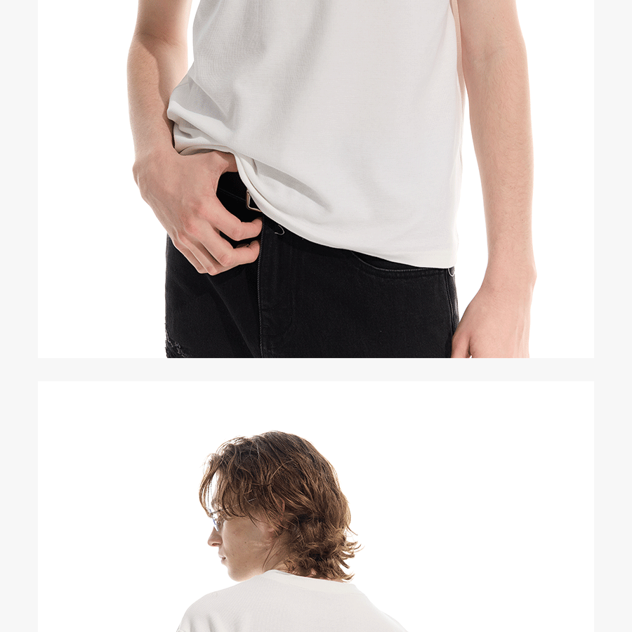 3-Tone Patchwork V-Neck Waffle Tee