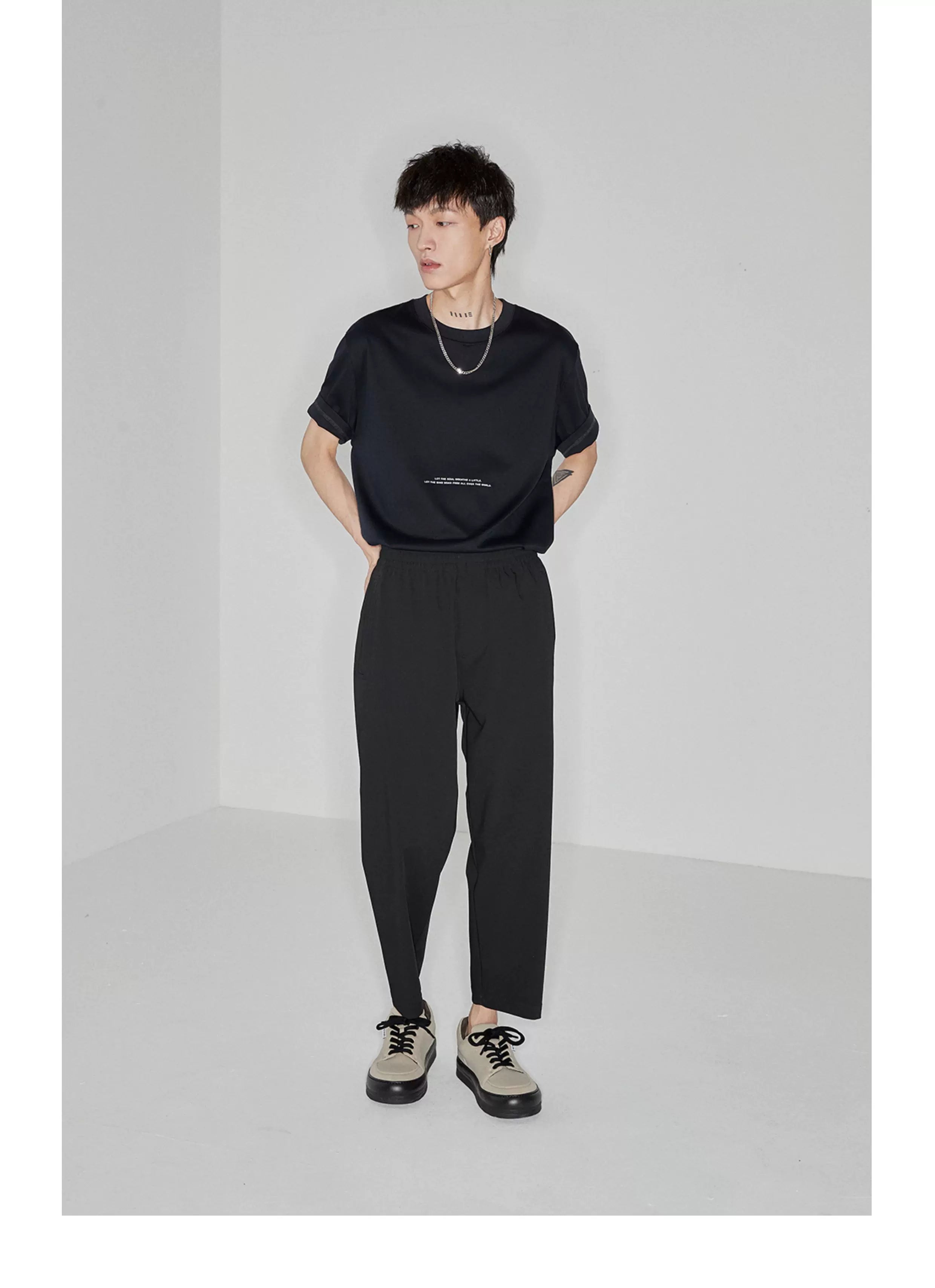 Drapey Stretchy Elastic Waist Cropped Pants