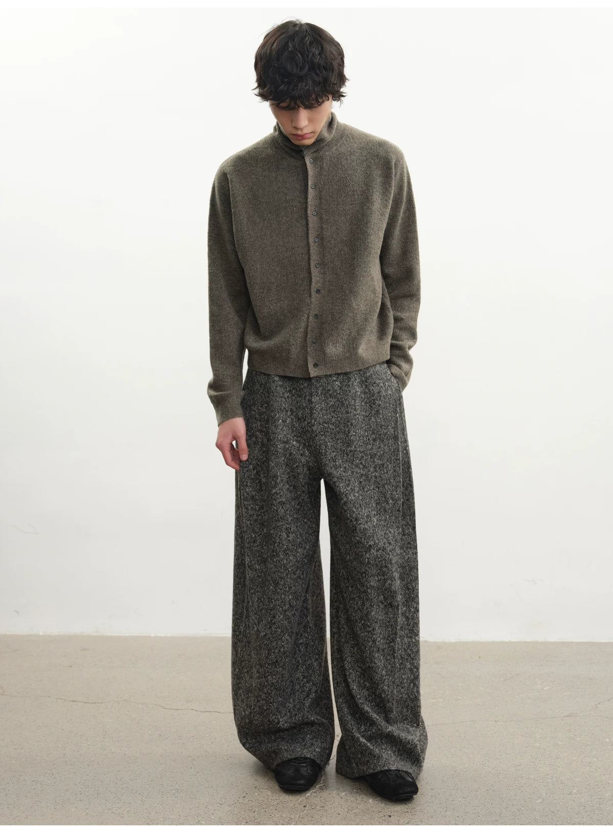 Marled Turtleneck Cardigan Sweater