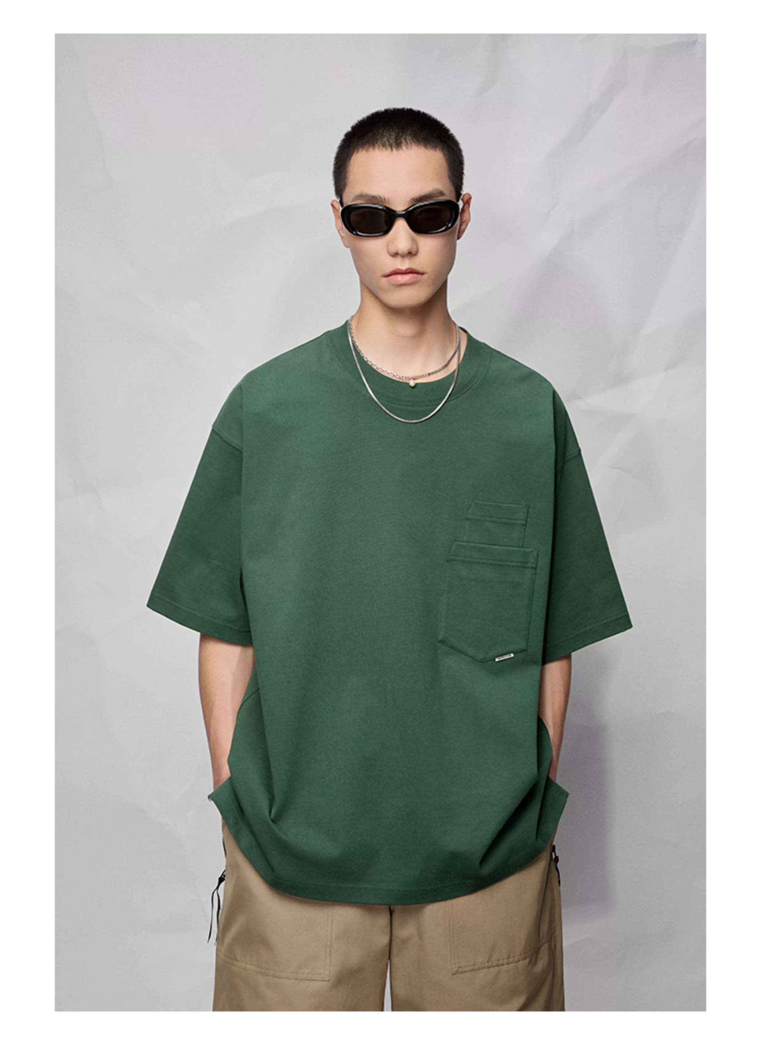 Double Pocket Split Hem Loose Tee