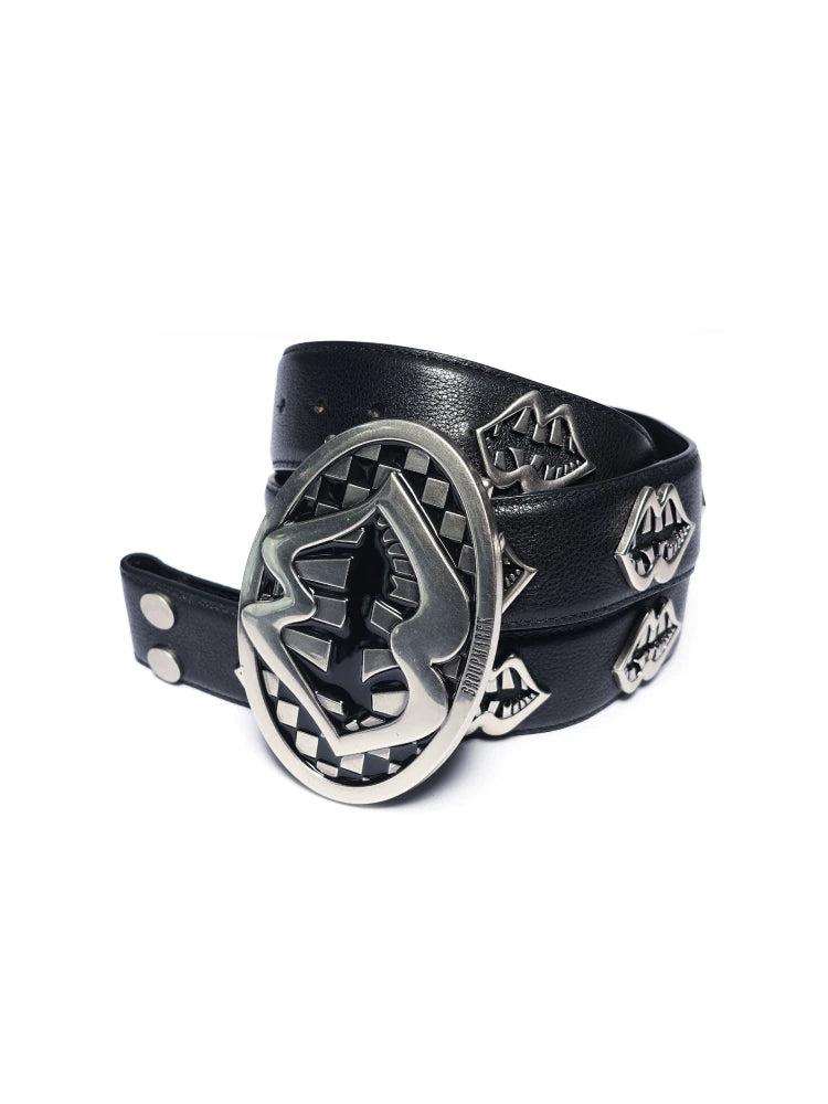 Vintage Silver Lip Leather Belt