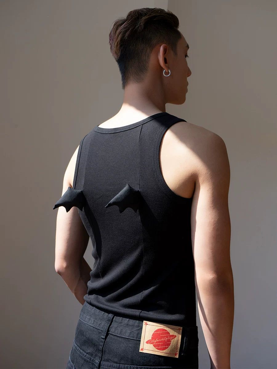 Y2K Black Devil Wings Slim Tank