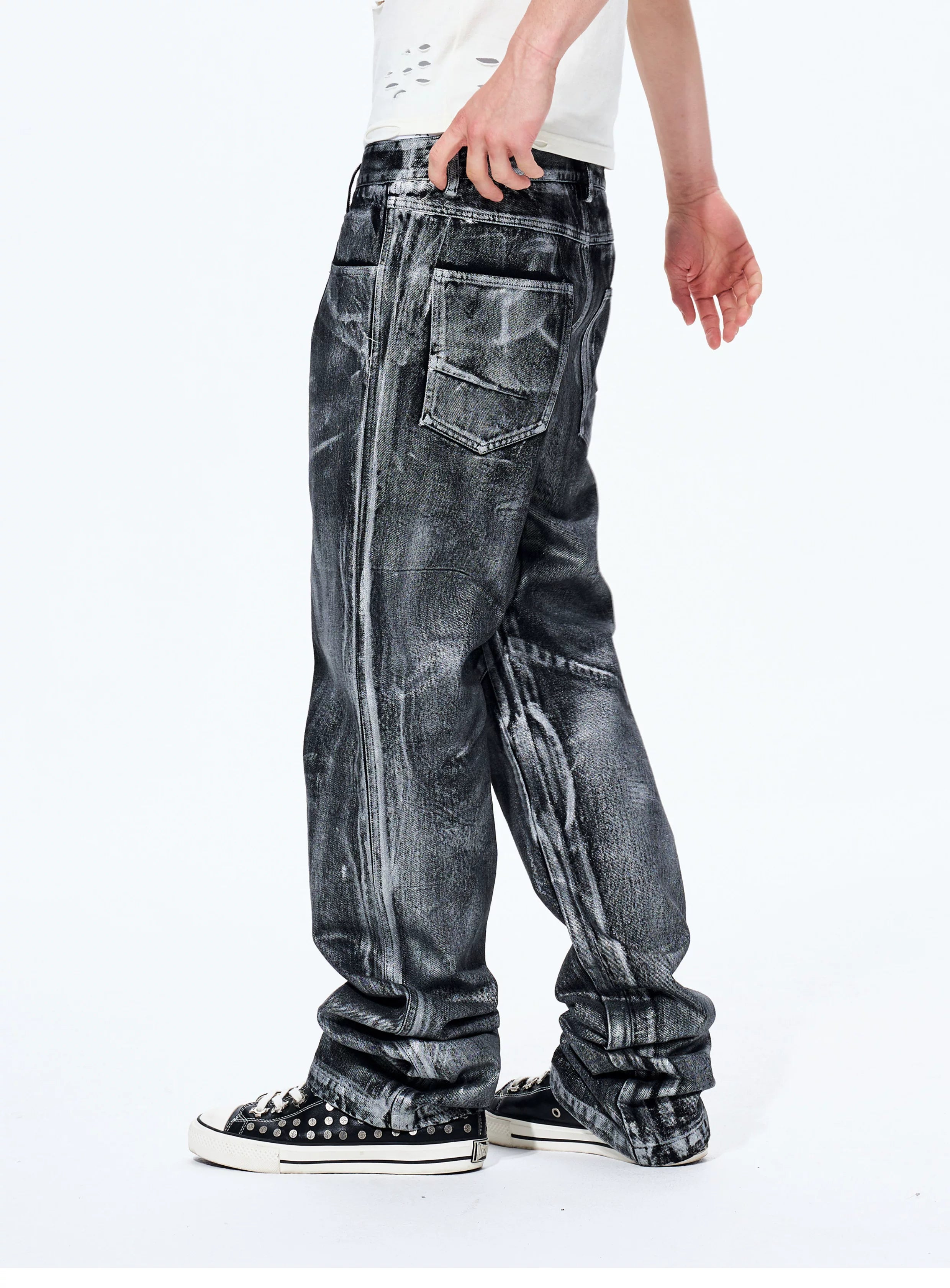 Men's Heavy Silver Straight Leg Jeans