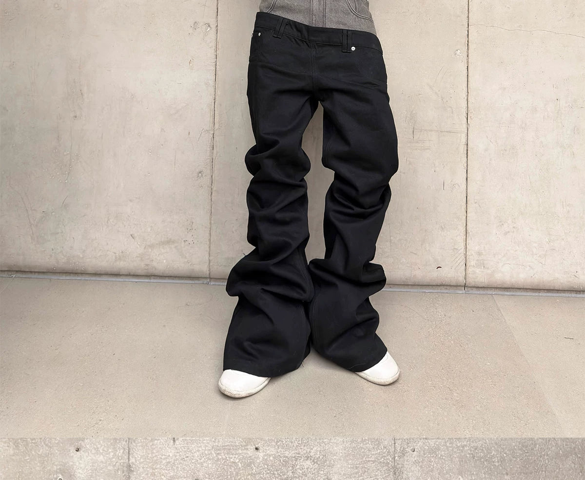 Double Waist Waxed Bootcut Pants