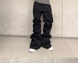 Double Waist Waxed Bootcut Pants