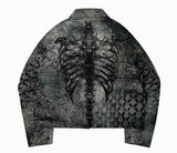 Dark Skeleton Embroidery Boxy Coat