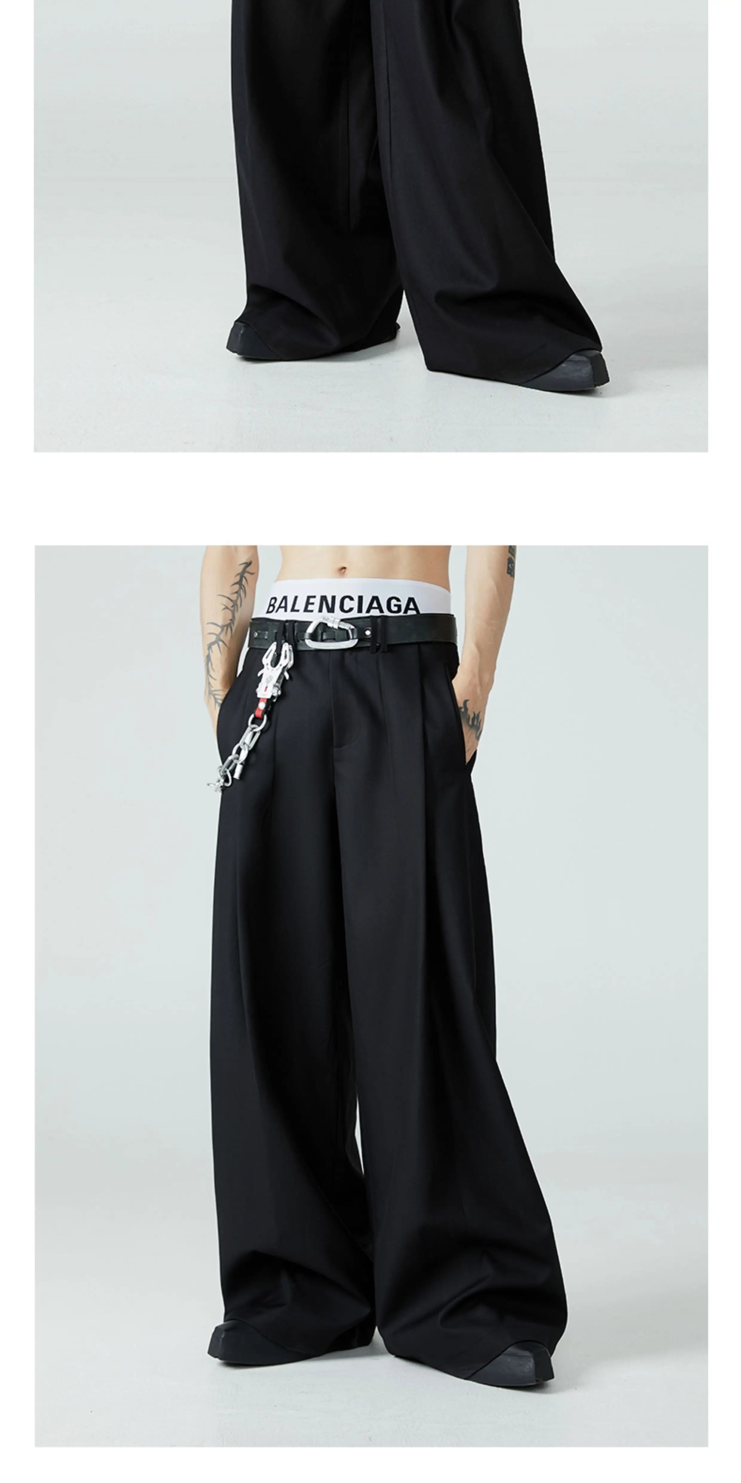 Men's Loose Pleated Wide Leg Pants
