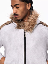 Men's Leopard Fur Hooded Cardigan