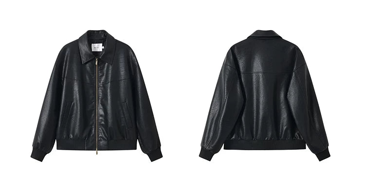 Vintage Matte Drop Shoulder PU Jacket