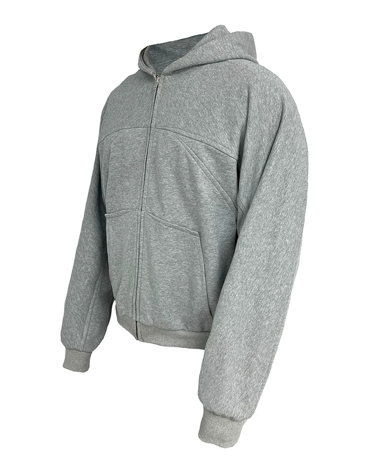 Deconstructed Boxy Fit Zip Hoodie