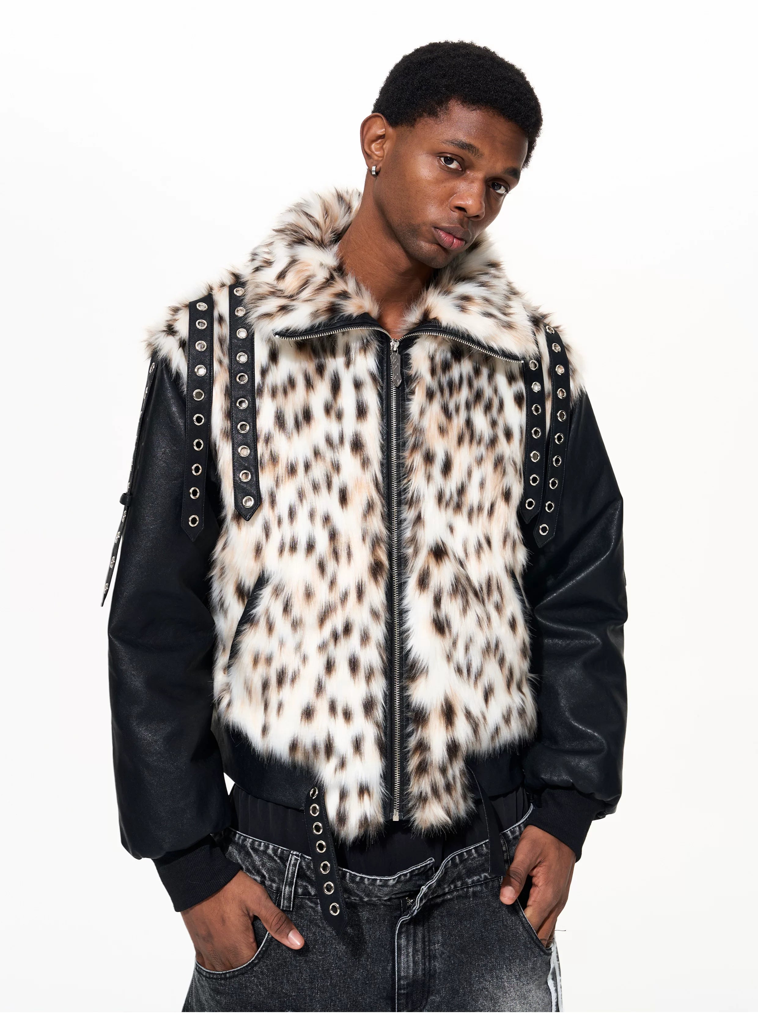 Men's Winter Fur Patchwork Padded Coat