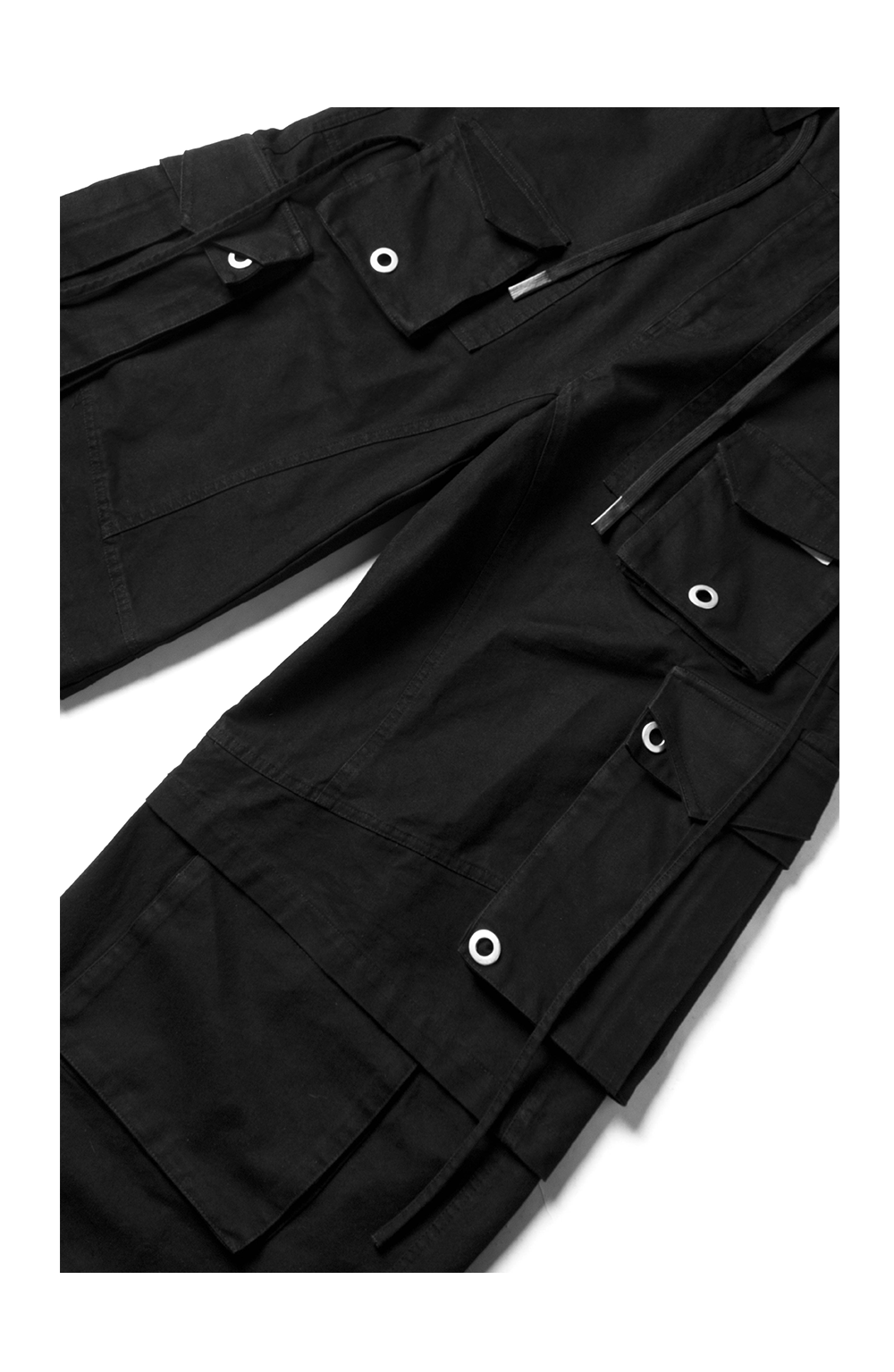 Removable Multi-pocket Ribbon Distressed Cargo Pants