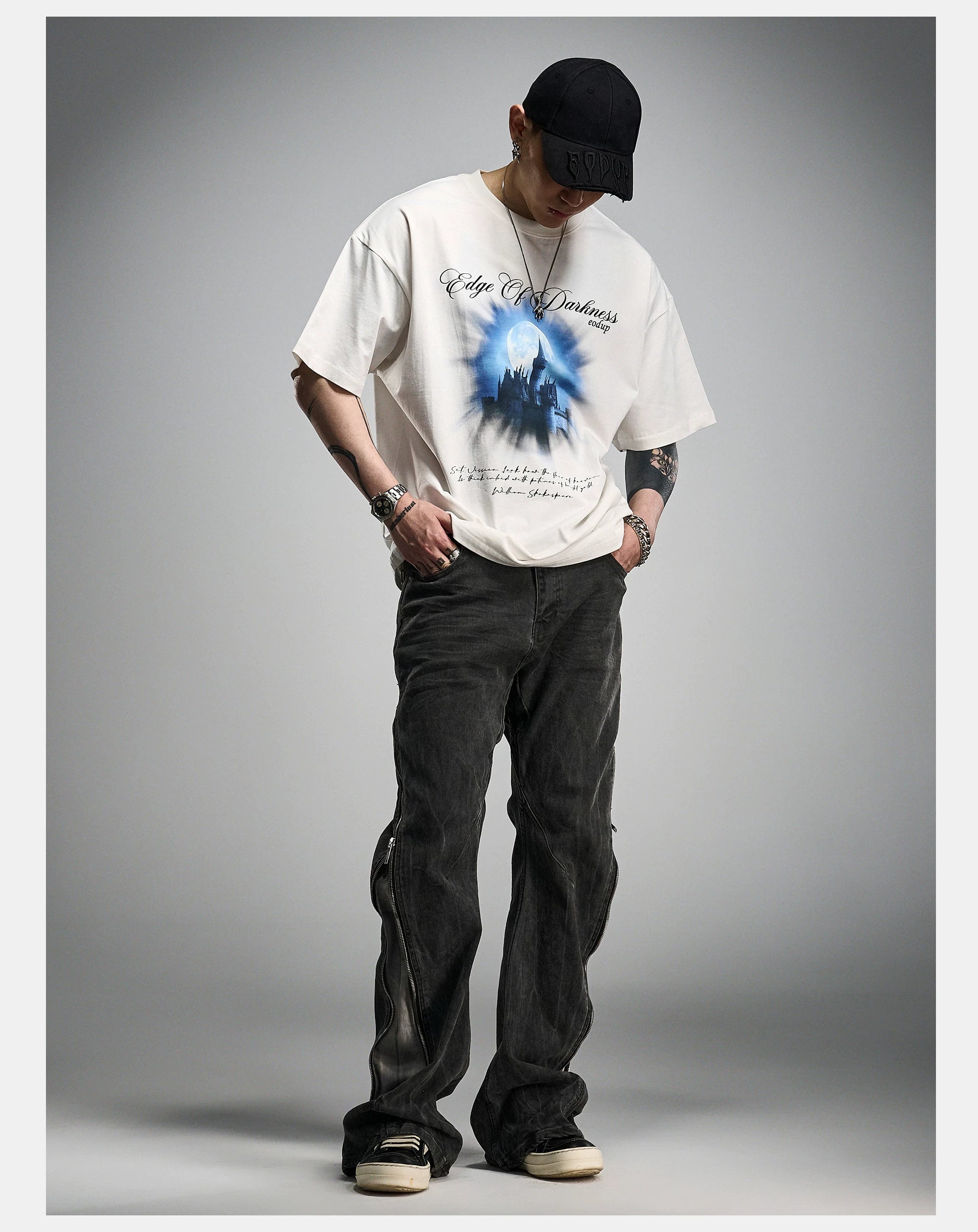 Loose Ivory Printed Short Sleeve Tee