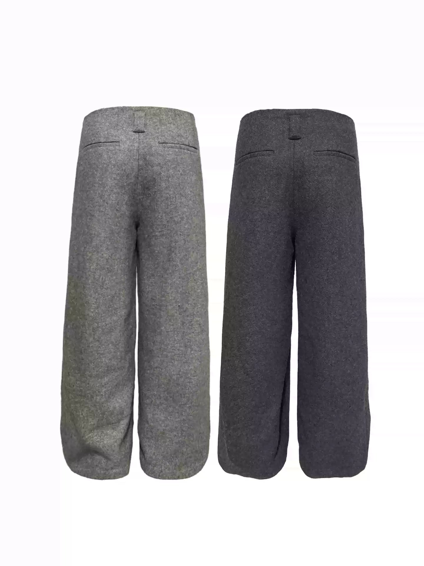Pleated Wide Leg Wool Blend Pants