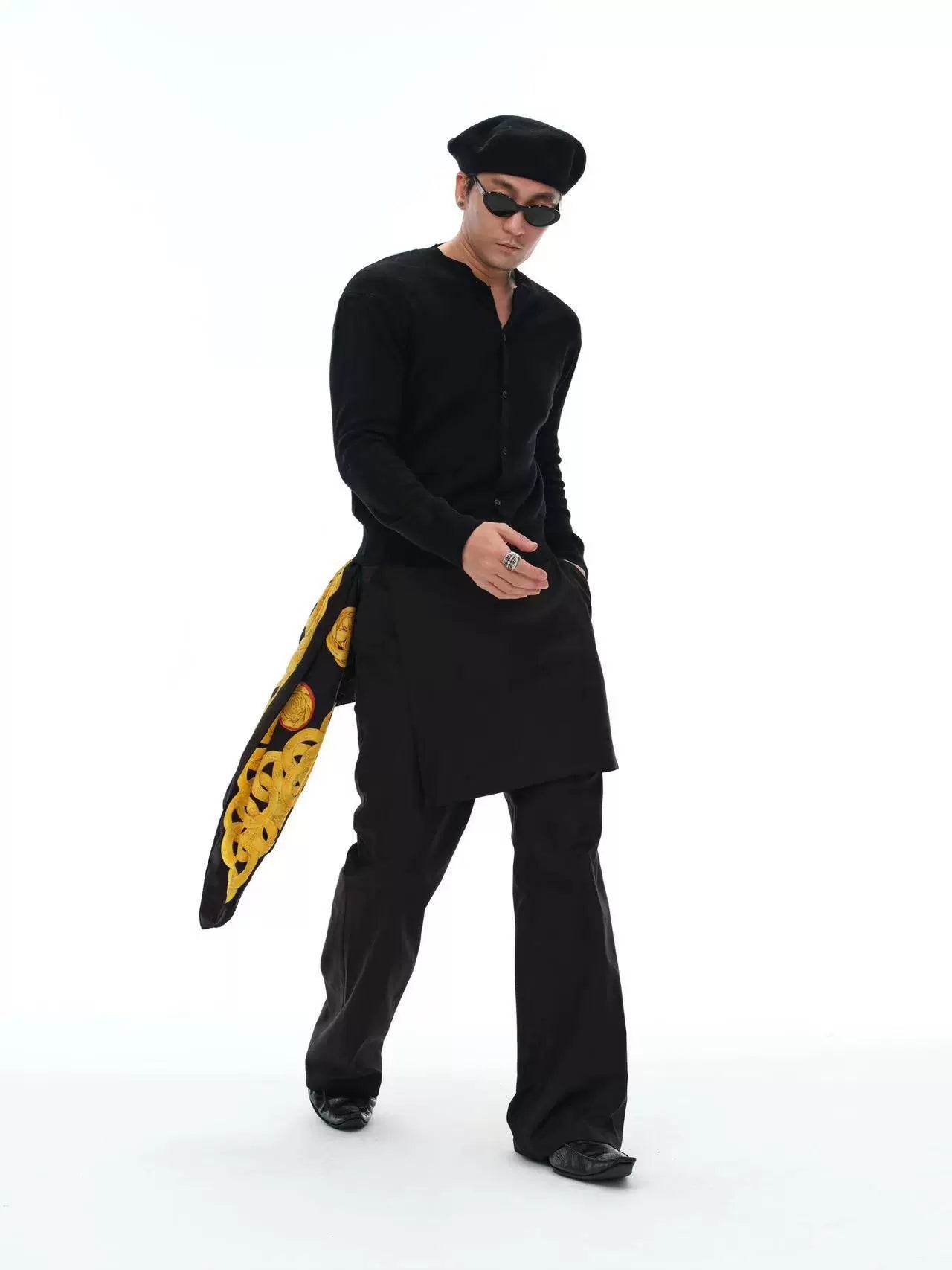 Men's Fake Two-Piece Wool Flare Pants