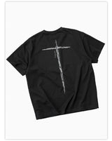 Washed Black Printed Cotton Loose T-Shirt