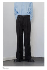 Men's Black Loose Straight Cuffed Pants