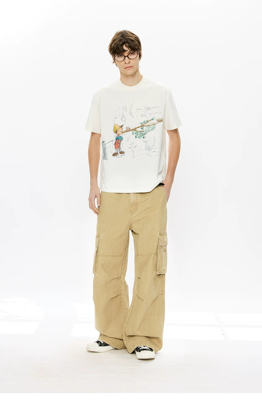 Men's Loose Brushed Cotton Cargo Pants