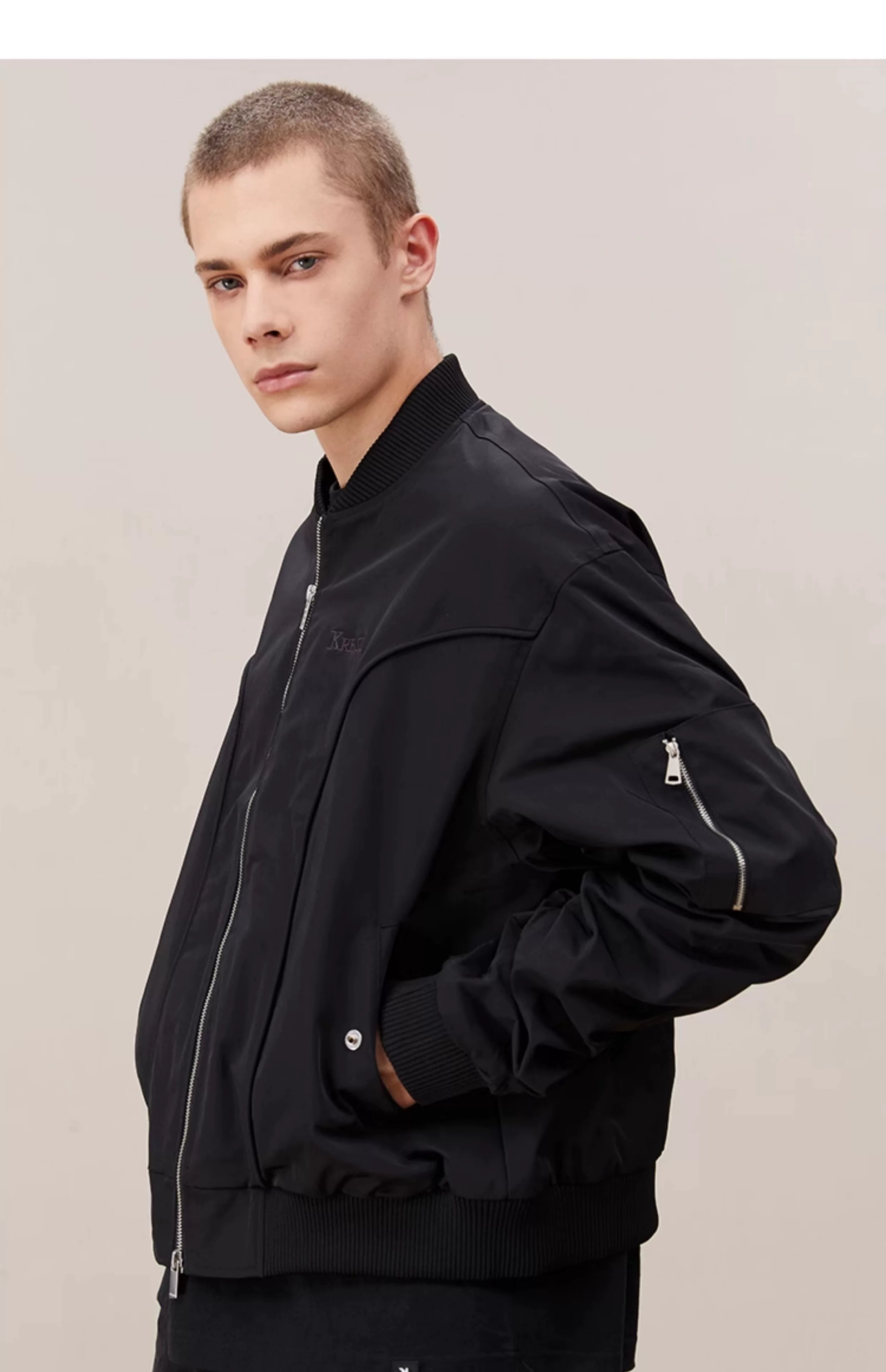 Men's Deconstructed Pleated MA1 Bomber Jacket