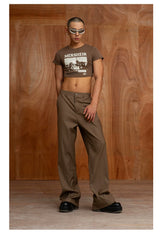 Men's Vintage Flared Slit Hem Pants