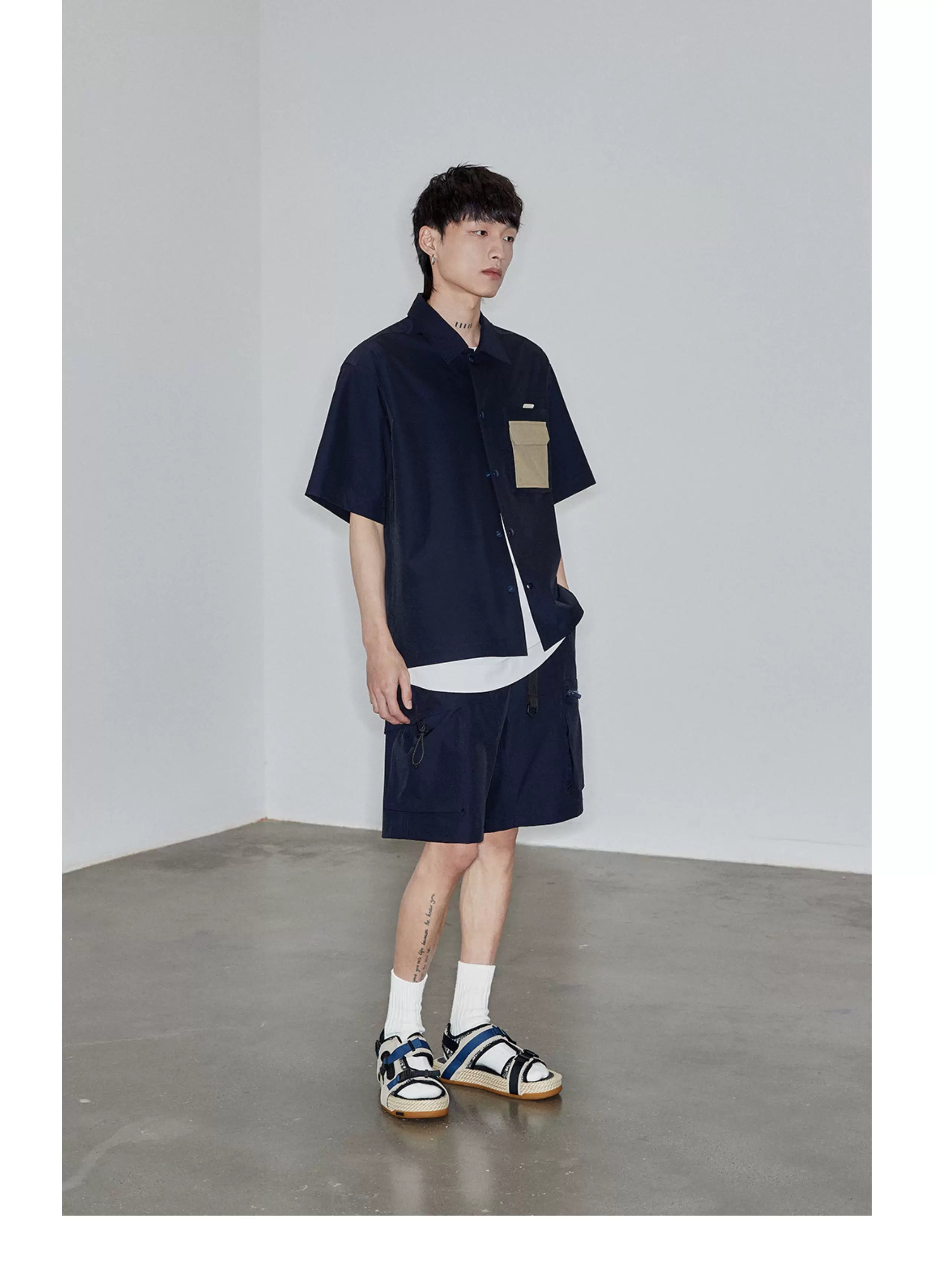 Magnetic Belted Elastic Multi-pocket Shorts