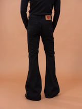 Men's Black Metal Ring Flare Jeans