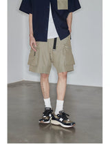 Magnetic Belted Elastic Multi-pocket Shorts